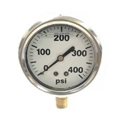 GAUGE,LIQUID FILLED 0-400PSI 2-1/2" BM,SS,BXD,RESTRICTR