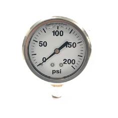 GAUGE,LIQUID FILLED 0-200PSI 2-1/2" BM,SS,BXD,RESTRICTR