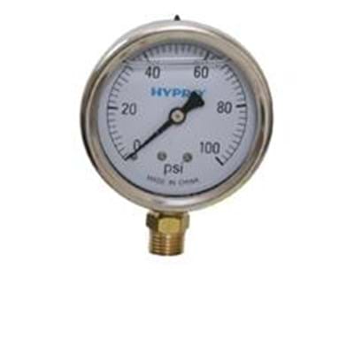 PRESSURE GAUGE 0-100 PSI 4", LIQUID FILLED 