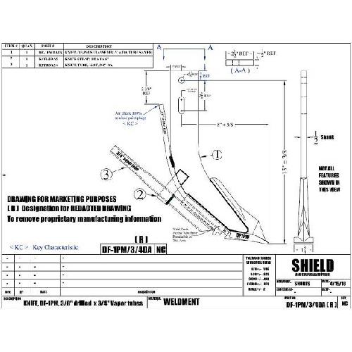 DEEP FURROW "MOLE" KNIFE W/3/8"NH3&3/4" VAPOR TUBE