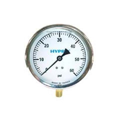 PRESSURE GAUGE 0-60PSI 4", LIQUID FILLED