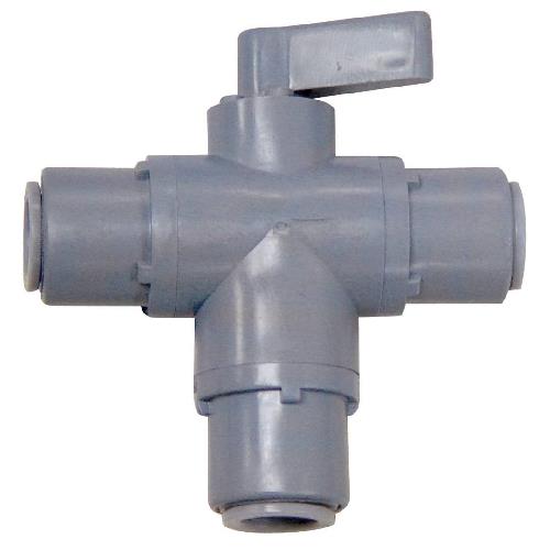 AUTO LOCK 1/4" OD PVC 3-WAY BALL VALVE