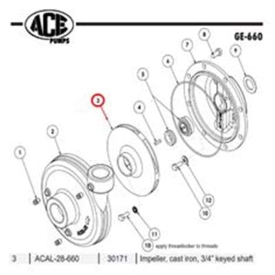 ACE CAST IRON IMPELLER, 3/4" KEYED SHAFT