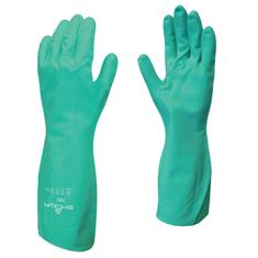 Green Chemical Safety Gloves Flocked Size XL 13" Long 15 Mil