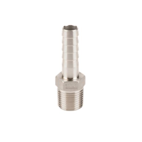 BANJO 1/2" MPT X 1/2" HOSE BARB-STAINLESS STEEL